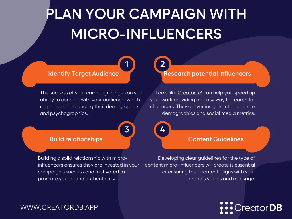 Infographic explaining how to plan a campaign with micro-influencers.