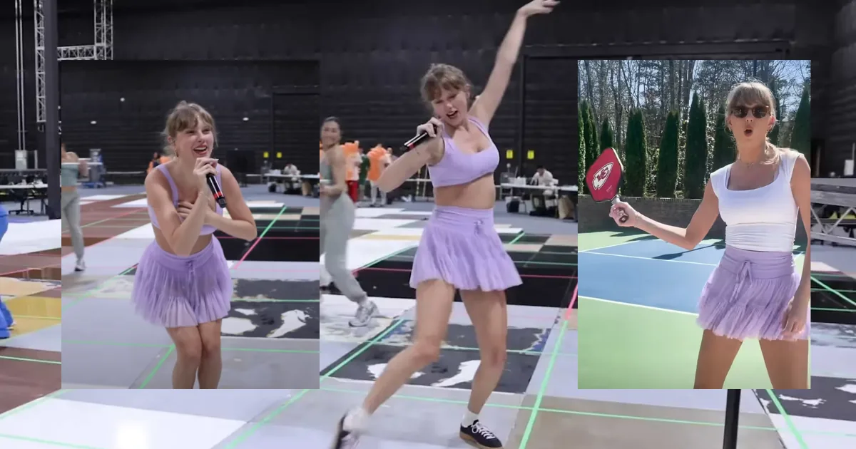 Taylor Swift wearing POPFLEX's lilac Pirouette Skort in 2023